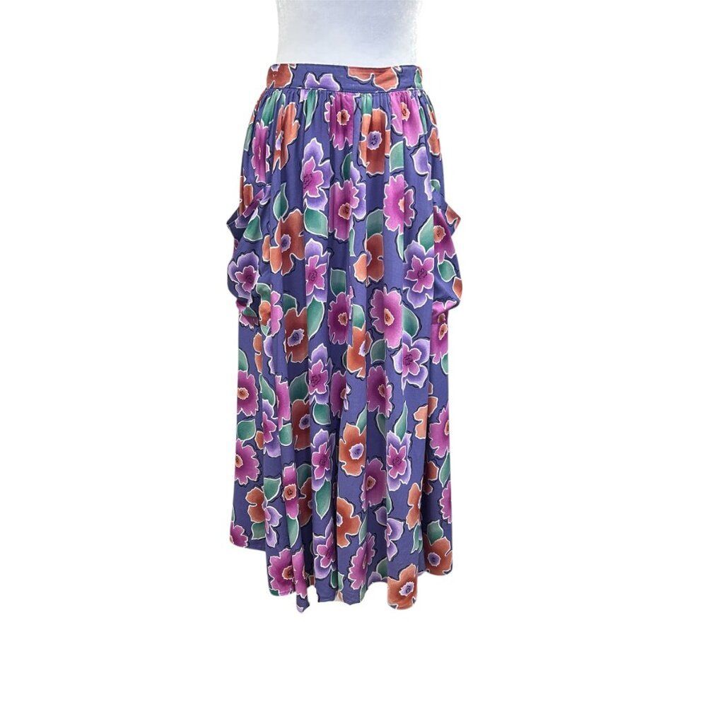 Vintage Young Edwardian Purple Floral Circle Maxi Skirt